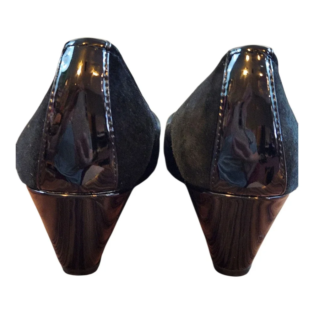 Giani‎ Bernini GB Jileen black leather suede sz 5m wedge heel slide on